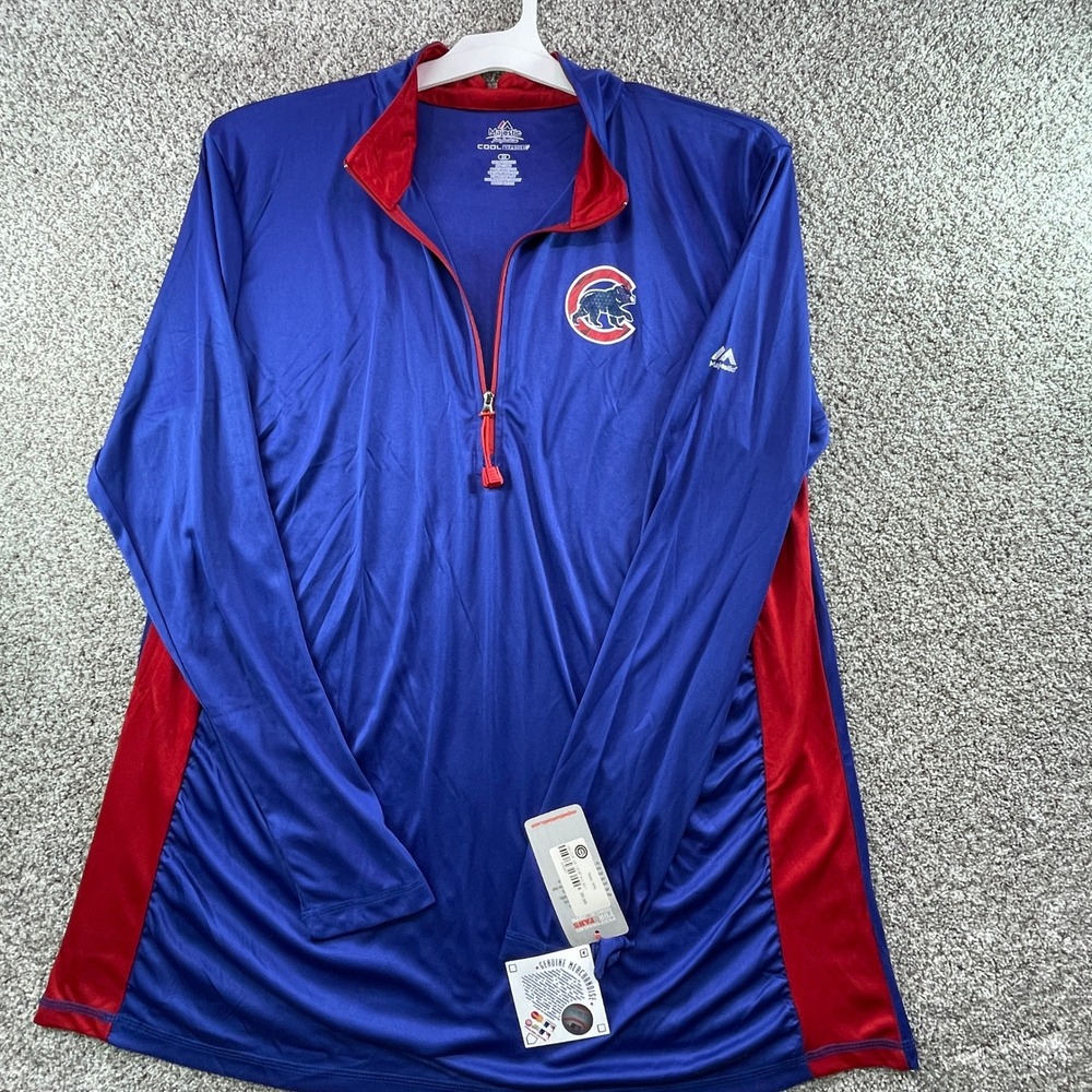 Majestic Chicago Cubs Pullover Women XXL Blue NEW 1/4 Zip Long Sleeve MLB